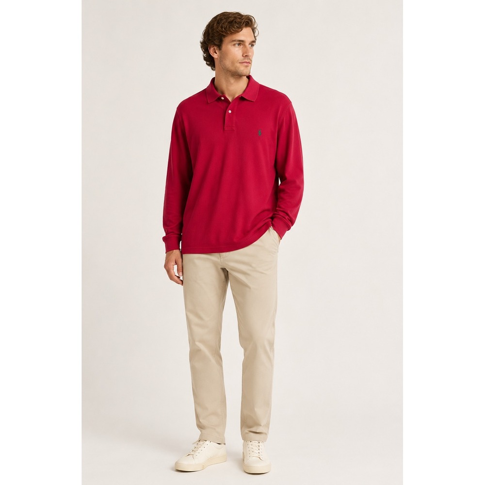 Polo Ralph Lauren Long Sleeve Shirt Mens 3XB BIG Red Cotton Vintage Pony Preppy